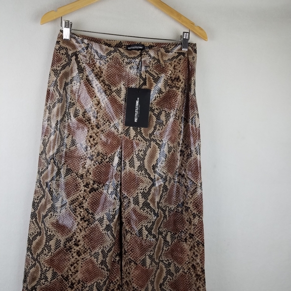 Pretty Little Thing Snake Skin Flared Leg Trousers - Picture 11 of 11